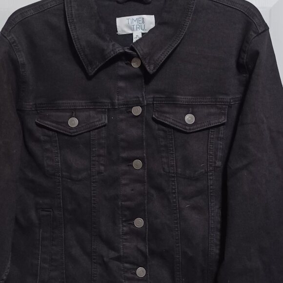New Black Denim Jean Jacket XL 16 to 18 Time and Tru NWT - Picture 5 of 6